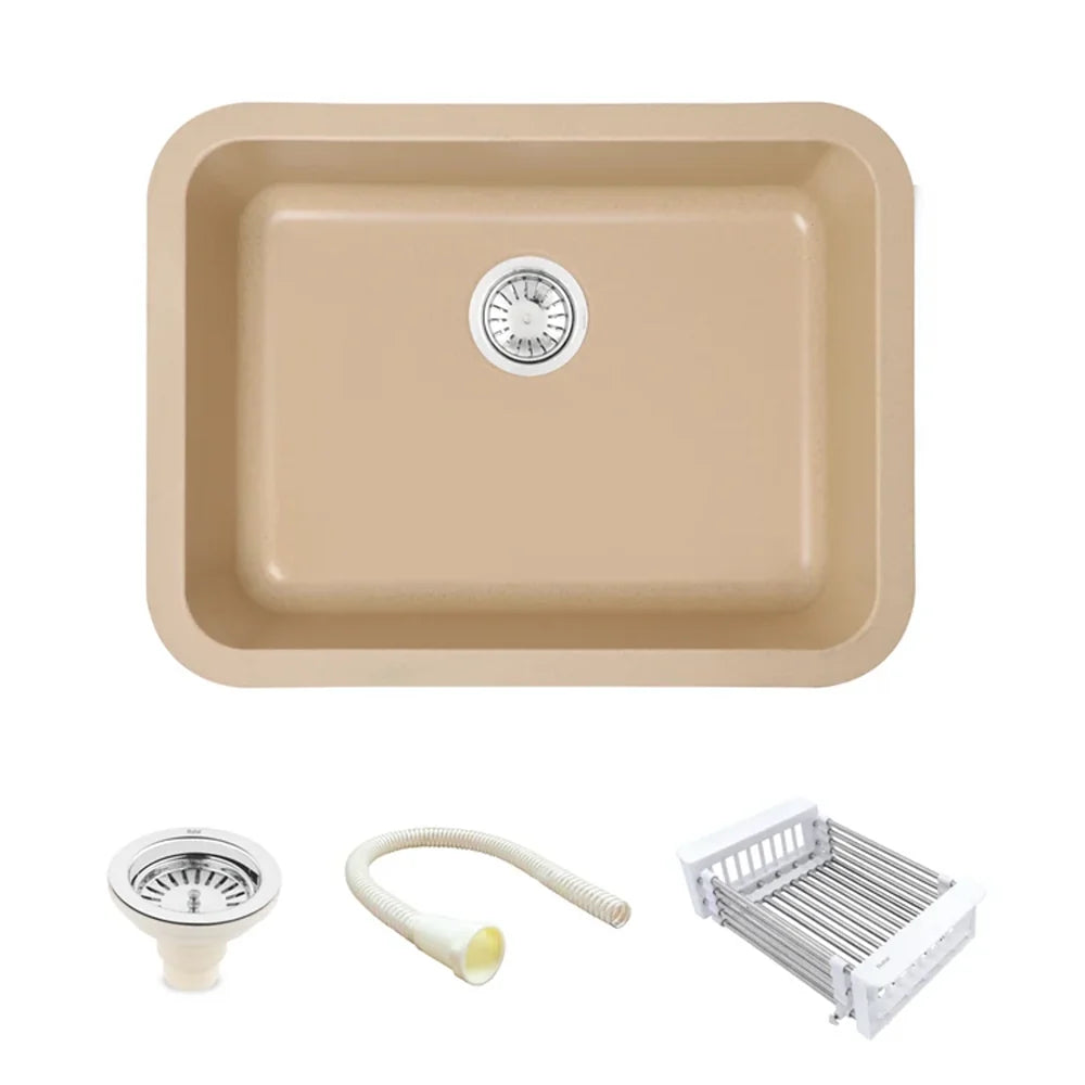 Quartz Single Bowl Round Kitchen Sink (24 x 18 x 9 Inches)