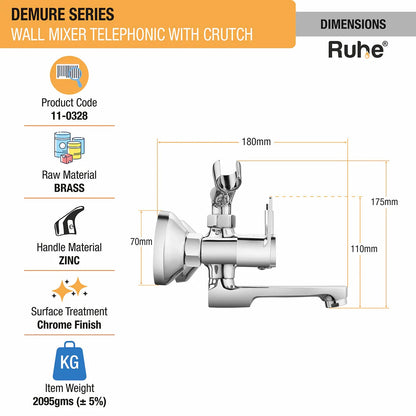 Demure Telephonic Wall Mixer Tap with Crutch - by Ruhe