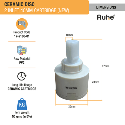 2 Inlet Cartridge (40mm) (Pack of 2) - by Ruhe - Ruhe