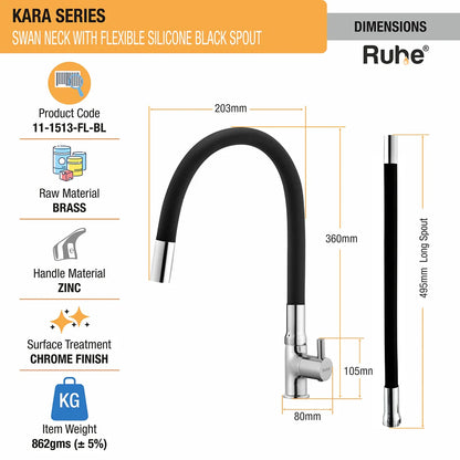 Kara Deck Mount Wash Basin Tap with Coloured Flexible Silicone Spout