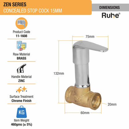 Zen Concealed Stop Valve Brass Faucet (15mm)- by Ruhe