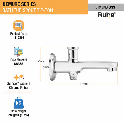 Demure Bathtub Tap with Tip-Ton Button (Only Spout) - by Ruhe