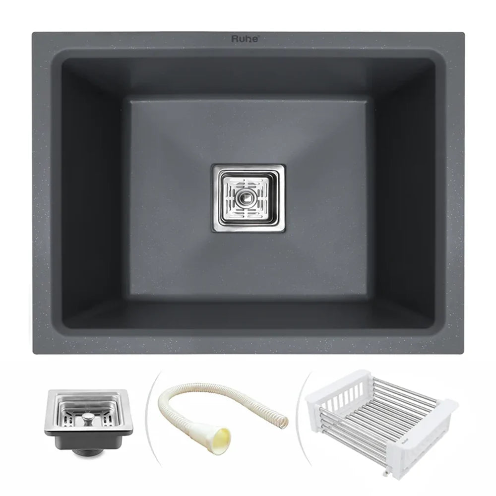 Quartz Single Bowl Kitchen Sink (21 x 18 x 9 Inches)
