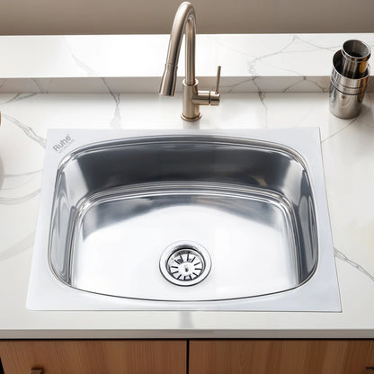 Oval Single Bowl Kitchen Sink (22 x 18 x 8 Inches)