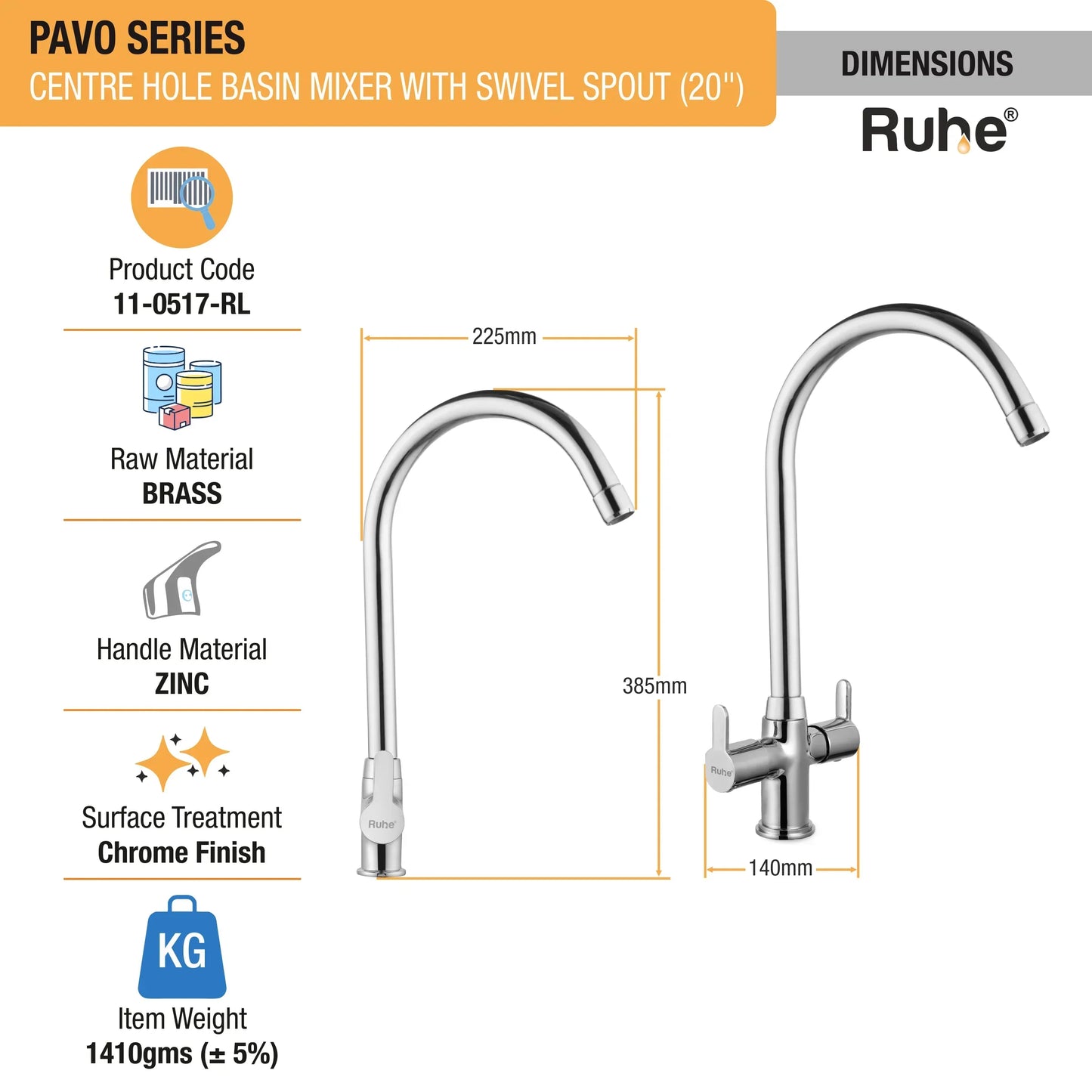 Pavo Deck Mount Wash Basin Mixer Tap with Swivel Spout