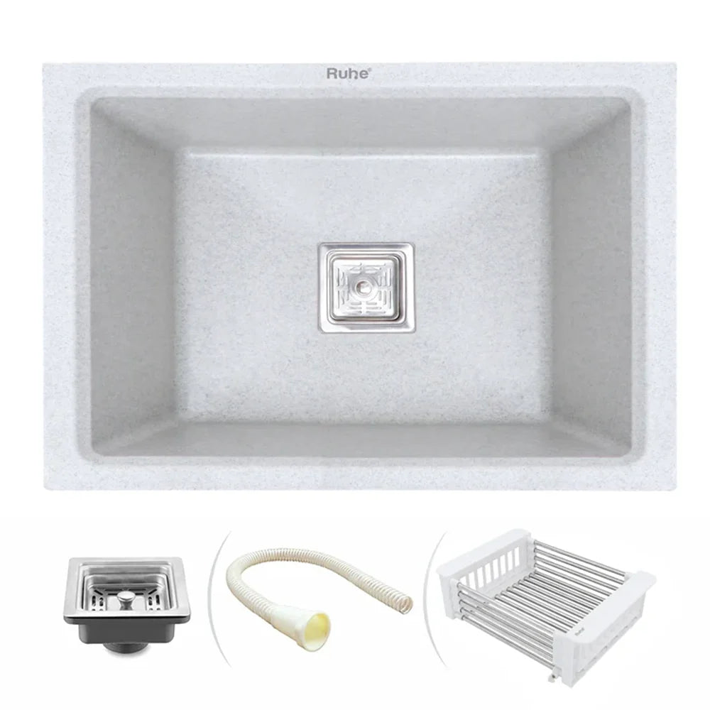 Quartz Single Bowl Kitchen Sink (24 x 18 x 9 Inches)
