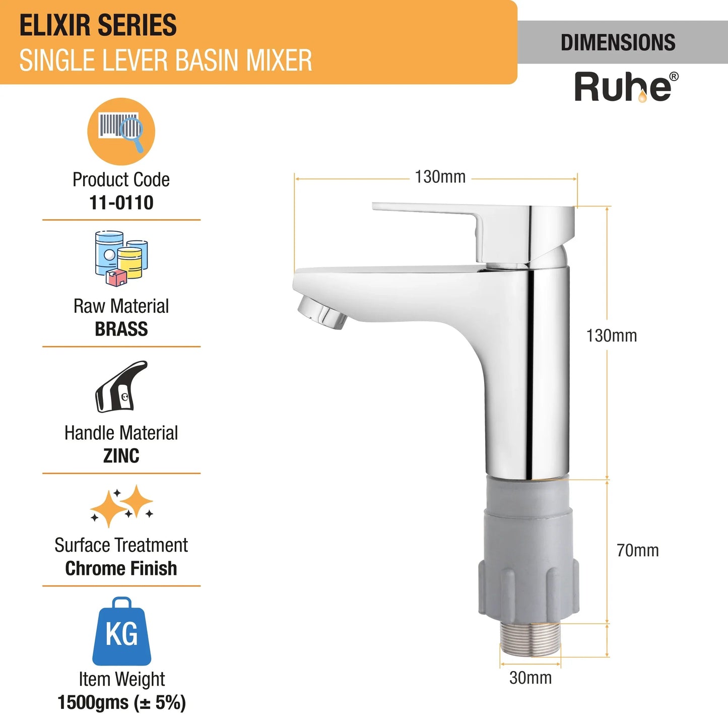 Elixir Single Lever Deck-mount Wash Basin Mixer Tap - by Ruhe