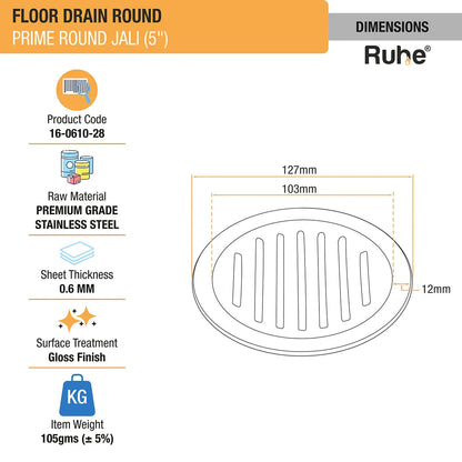 Prime Round Jali Floor Drain (5 Inches) (Pack of 2) - by Ruhe