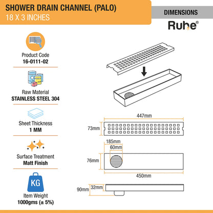 Palo Shower Drain Channel (3 Inches)