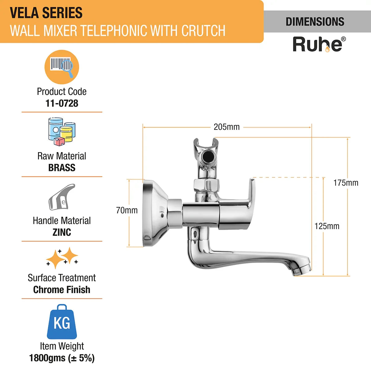 Vela Telephonic Wall Mixer Tap with Crutch - by Ruhe