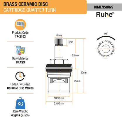 Brass Ceramic Disc Quarter-turn Cartridge (Pack of 4) - by Ruhe