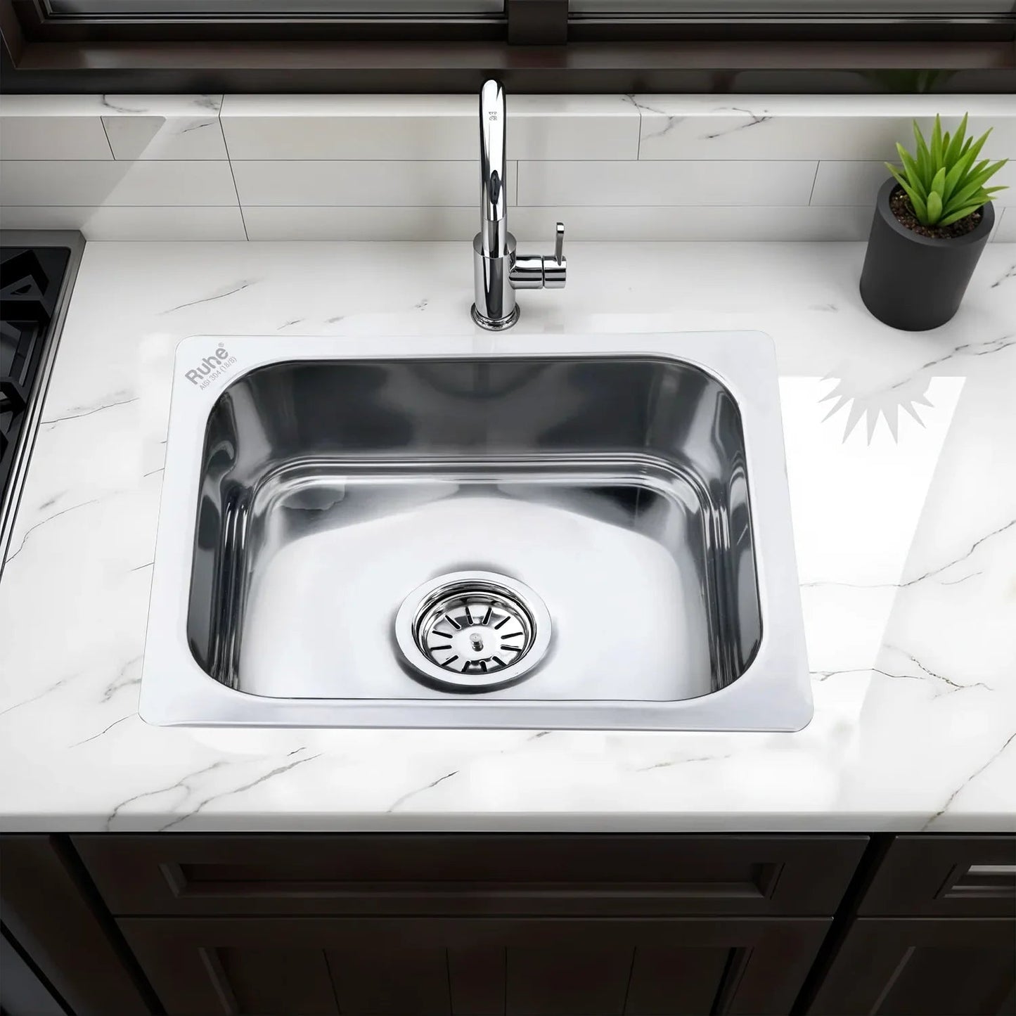 Single Bowl Kitchen Sink (20 x 17 x 8 Inches)