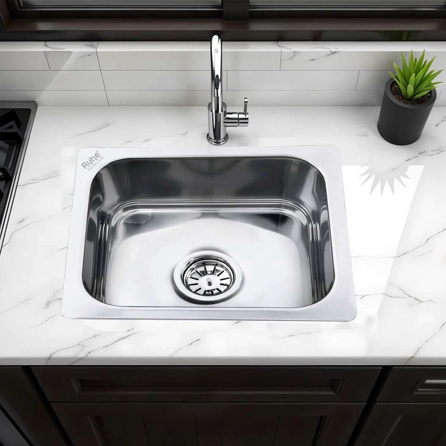 Single Bowl Kitchen Sink (20 x 17 x 8 Inches)