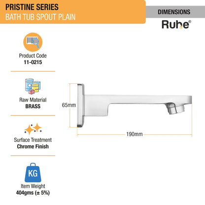 Pristine BathTub Plain Spout Brass Faucet dimensions and size