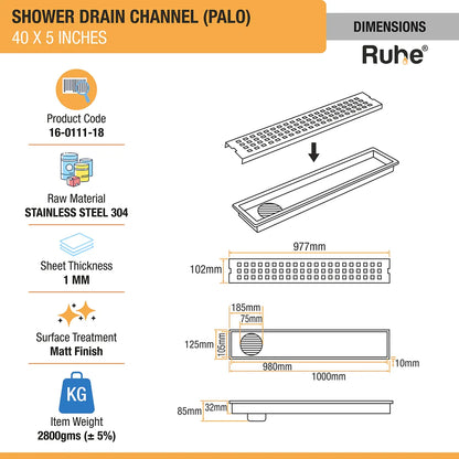 Palo Shower Drain Channel (5 Inches)