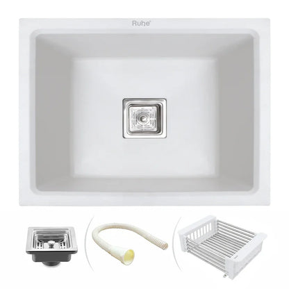 Quartz Single Bowl Kitchen Sink Coloured (21 x 18 x 9 Inches)