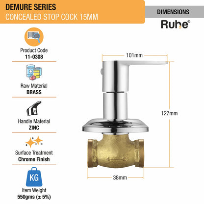 Demure Concealed Stop Valve Brass Faucet (15mm)- by Ruhe
