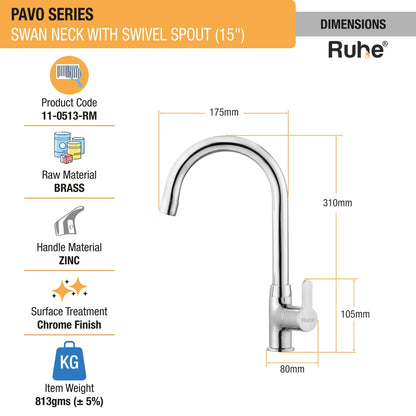 Pavo Deck Mount Kitchen Sink Tap with Small Swivel Spout