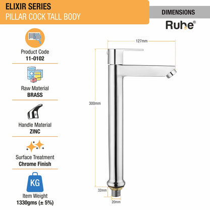 Elixir Tall Body Wash Basin Pillar Tap - by Ruhe