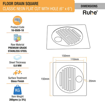 Classic Neon Flat Cut Floor Drain