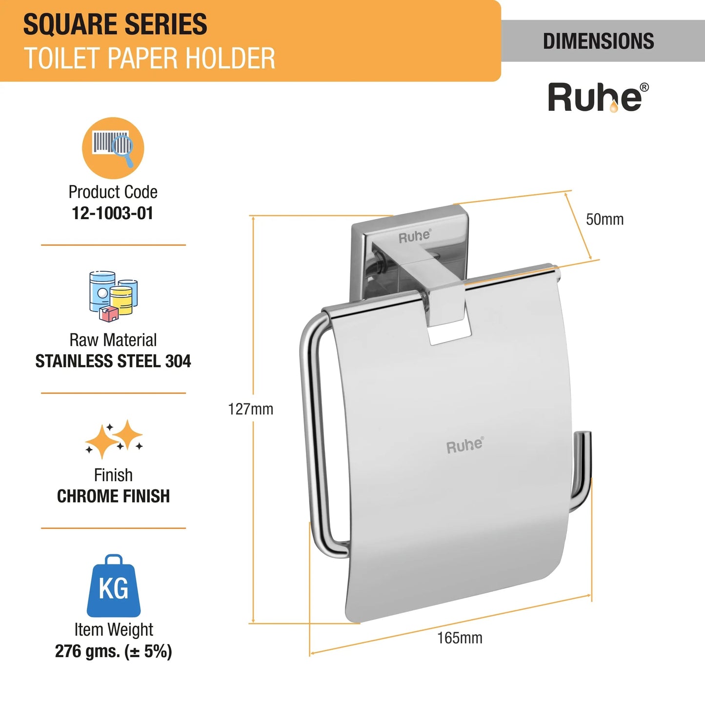 size of Square Stainless Steel Paper Holder (304 Grade)