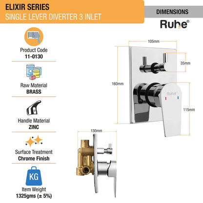 Elixir Single Lever 3-inlet (5 Way) Diverter - by Ruhe