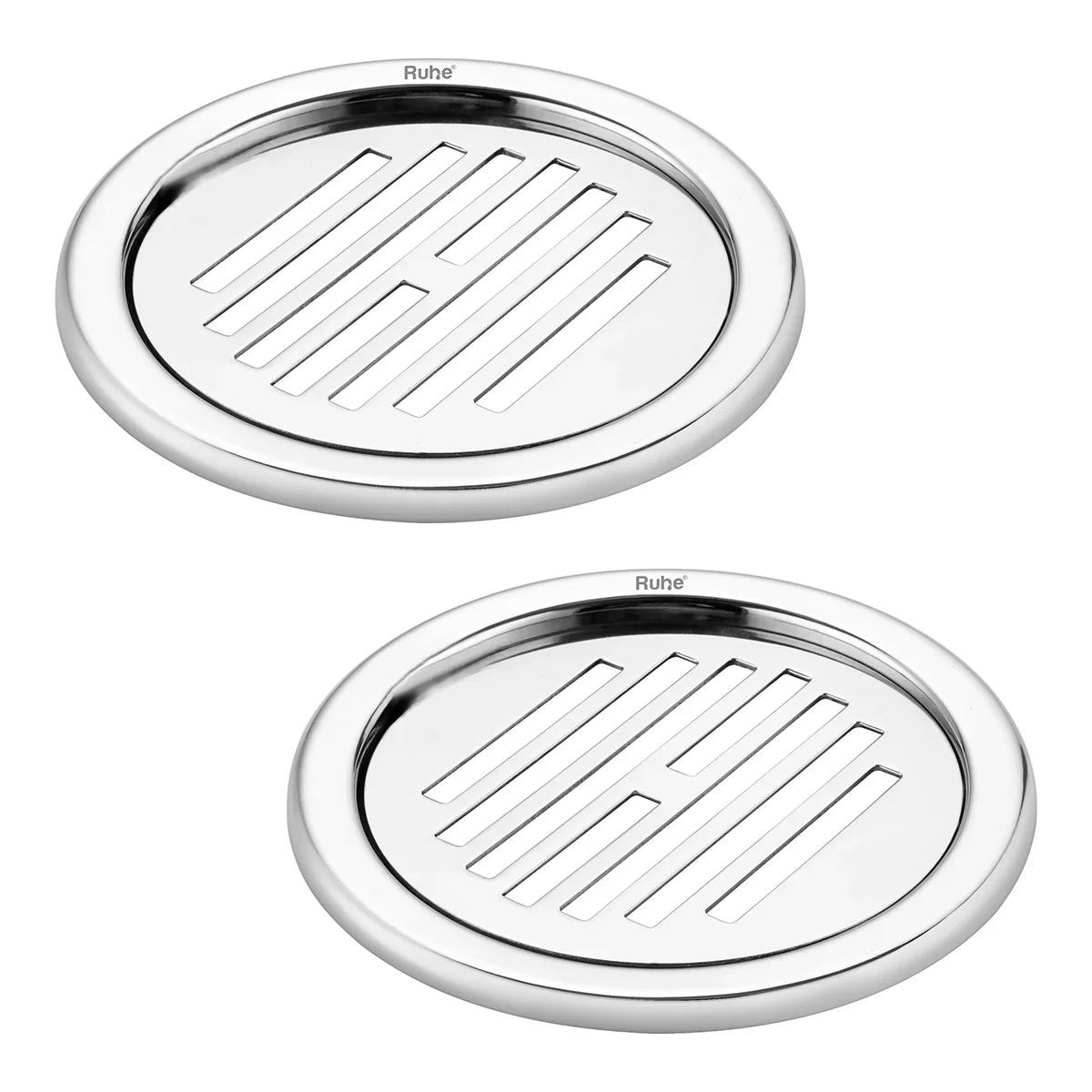Flat Classic Round Jali Floor Drain (5 inches) with Frame (Pack of 2) - by Ruhe