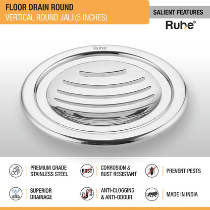 Vertical Round with Collar Floor Drain (5 Inches) (Pack of 2) - by Ruhe