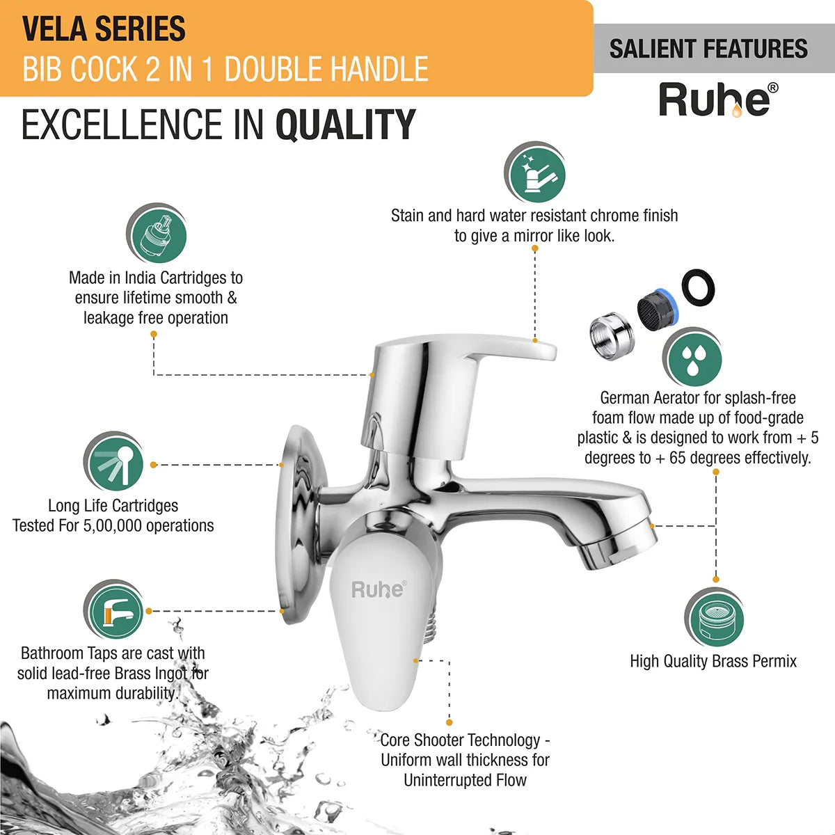 Vela Two Way Bib Tap (Double Handle)