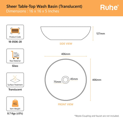 Sheer Table-Top Wash Basin (dimensions)