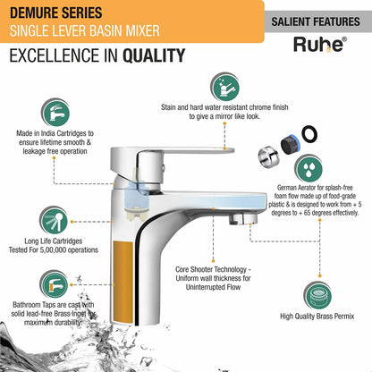 Demure Single Lever Deck-mount Wash Basin Mixer Tap - by Ruhe