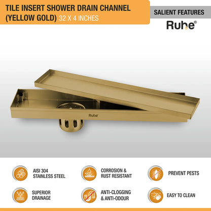 Tile-Insert Shower Drain Channel (4 Inches)
