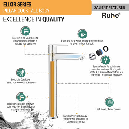 Elixir Tall Body Wash Basin Pillar Tap - by Ruhe