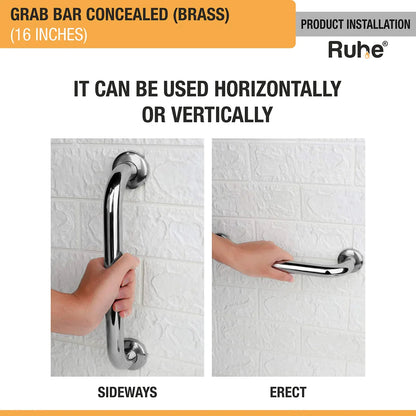 Brass Grab Bar Concealed (16 inches) for horizontally installation and vertically installation