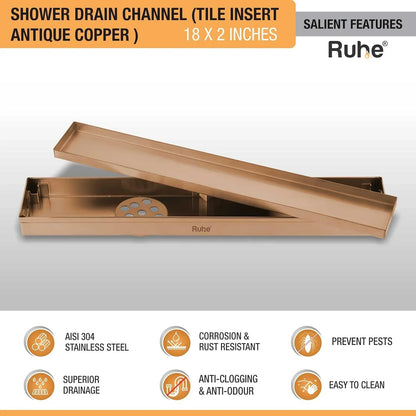 Tile-Insert Shower Drain Channel Coloured (2 Inches)