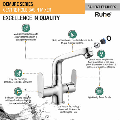 Demure Deck-mount Wash Basin Mixer Tap with Small Swivel Spout (7") - by Ruhe