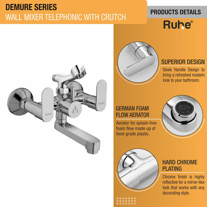 Demure Telephonic Wall Mixer Tap with Crutch - by Ruhe