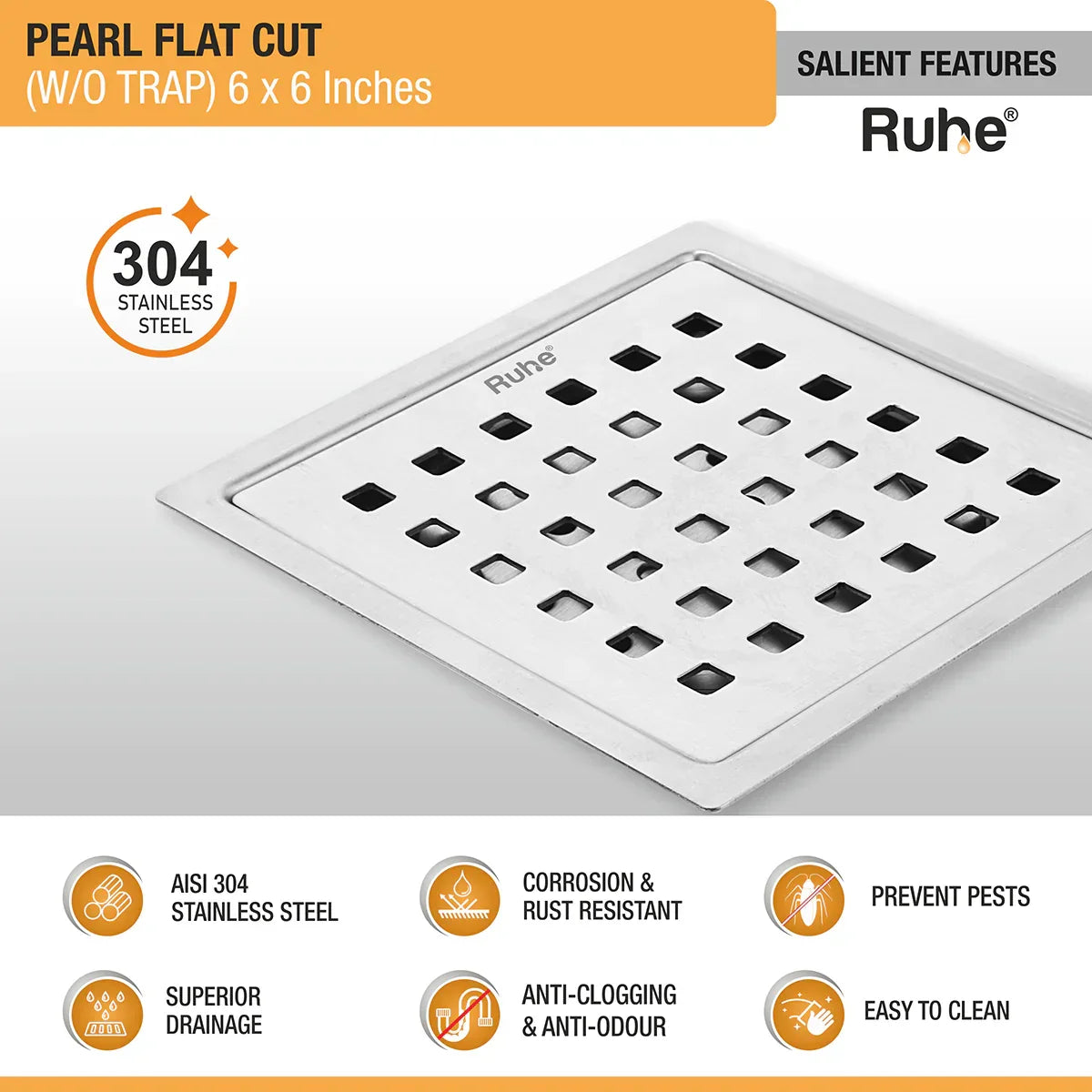 Pearl Flat Cut Floor Drain