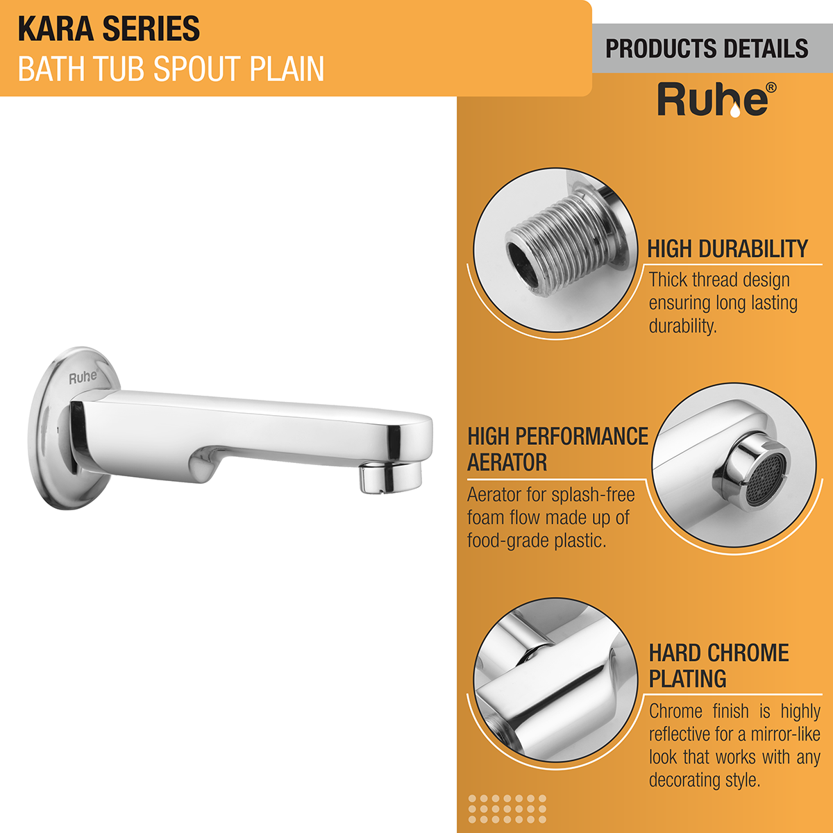 Kara Plain Bathtub Tap (Only Spout) - by Ruhe