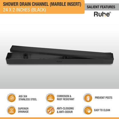 Marble-Insert Shower Drain Channel Coloured (2 Inches)