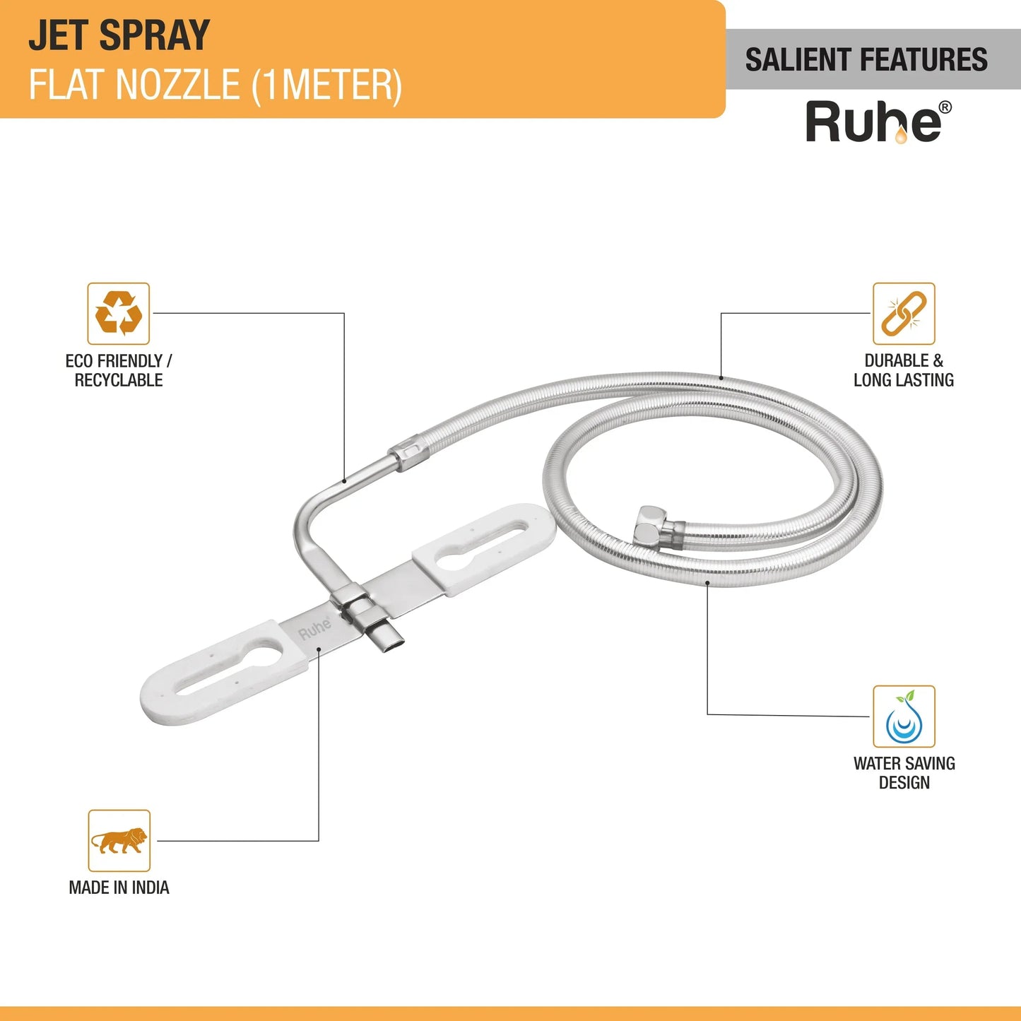 Jet Spray Flat Nozzle (1 Meter) (304 Grade) features