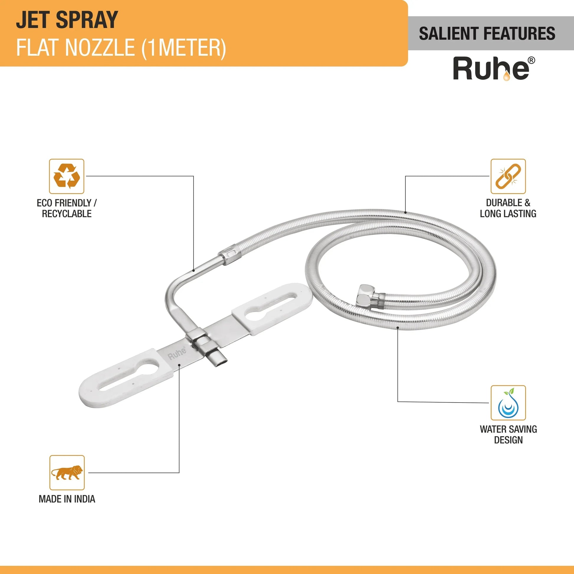Jet Spray Flat Nozzle (1 Meter) (304 Grade) features