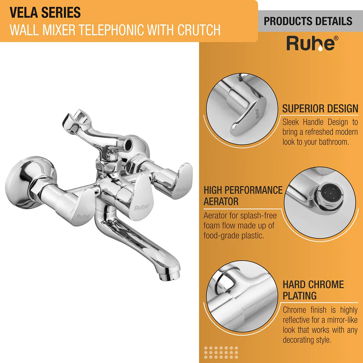 Vela Telephonic Wall Mixer Tap with Crutch - by Ruhe