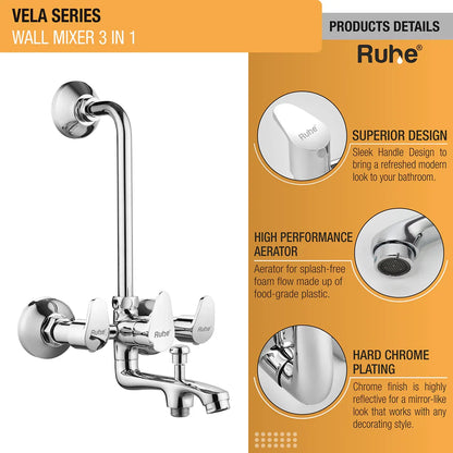 Vela 3-in-1 Wall Mixer Tap Product Details by ruhe