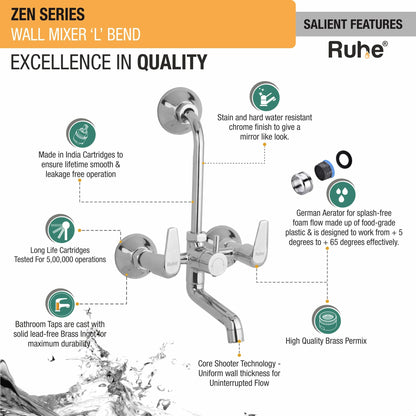 Zen Wall Mixer Tap with L Bend