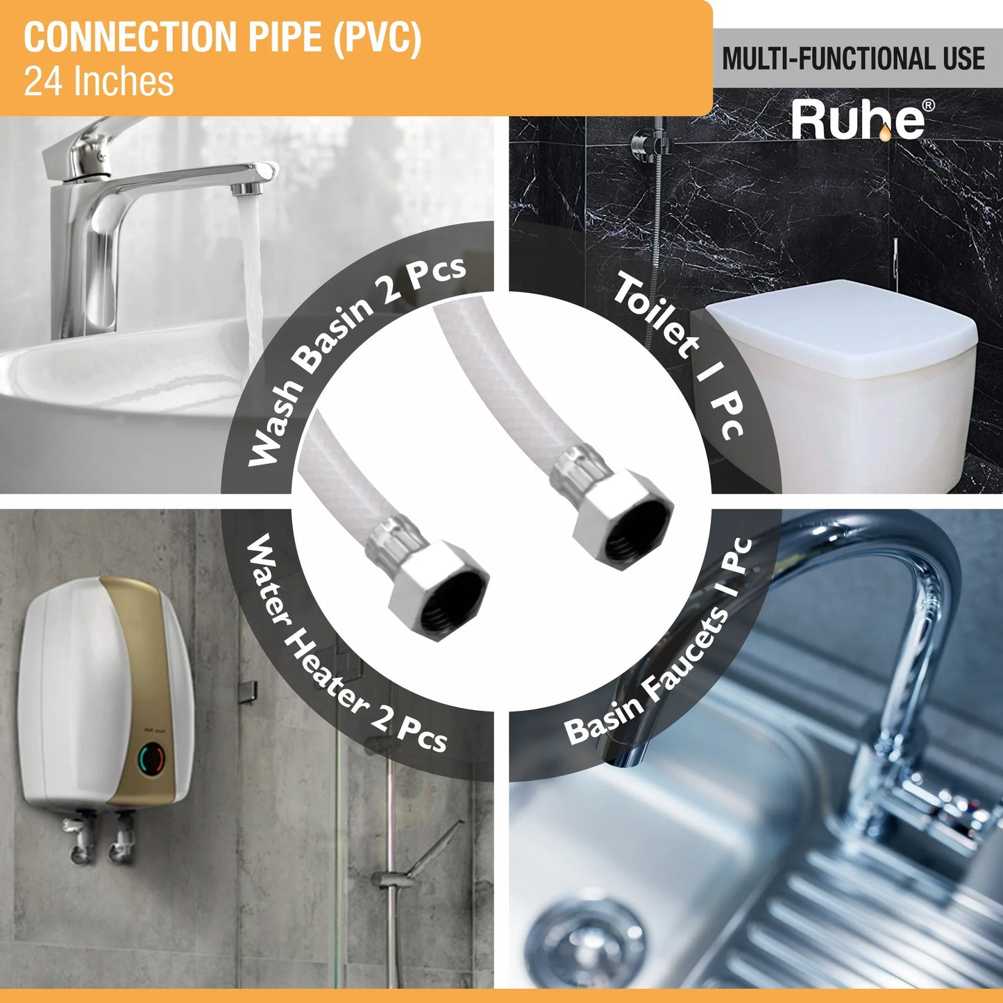 Geyser Connection Pipe PVC (24 Inches) (Pack of 2) functions