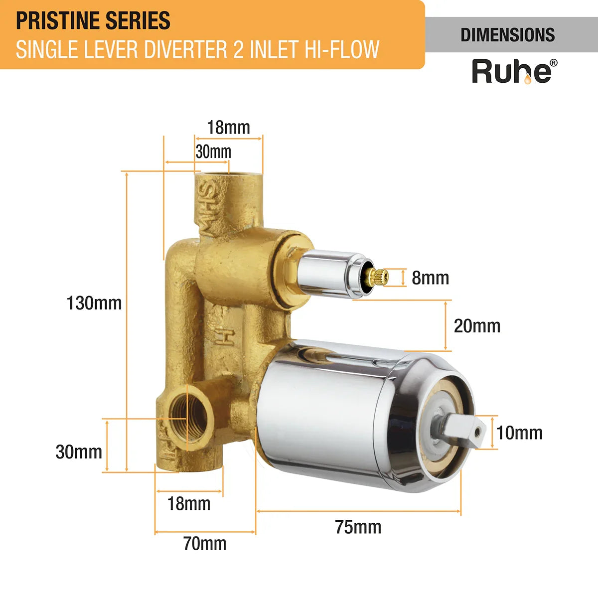 Pristine Single Lever 2-inlet High-Flow Diverter (Complete Set) - by Ruhe