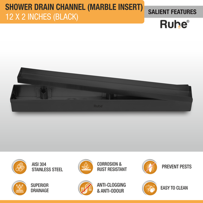 Marble-Insert Shower Drain Channel Coloured (2 Inches)