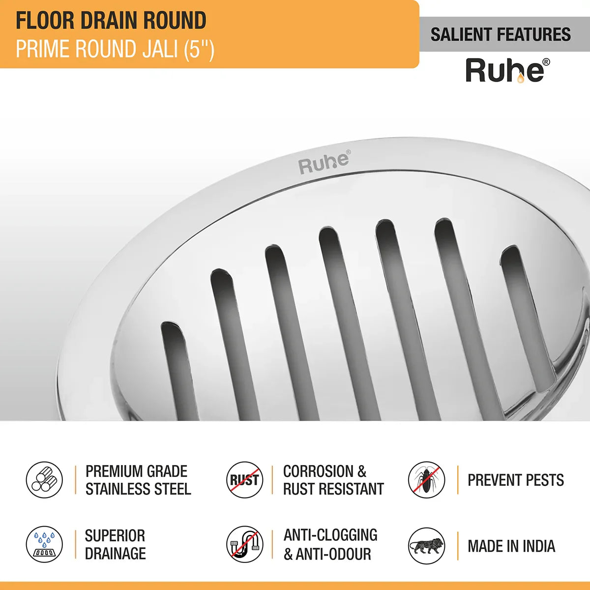 Prime Round Jali Floor Drain (5 Inches) (Pack of 2) - by Ruhe