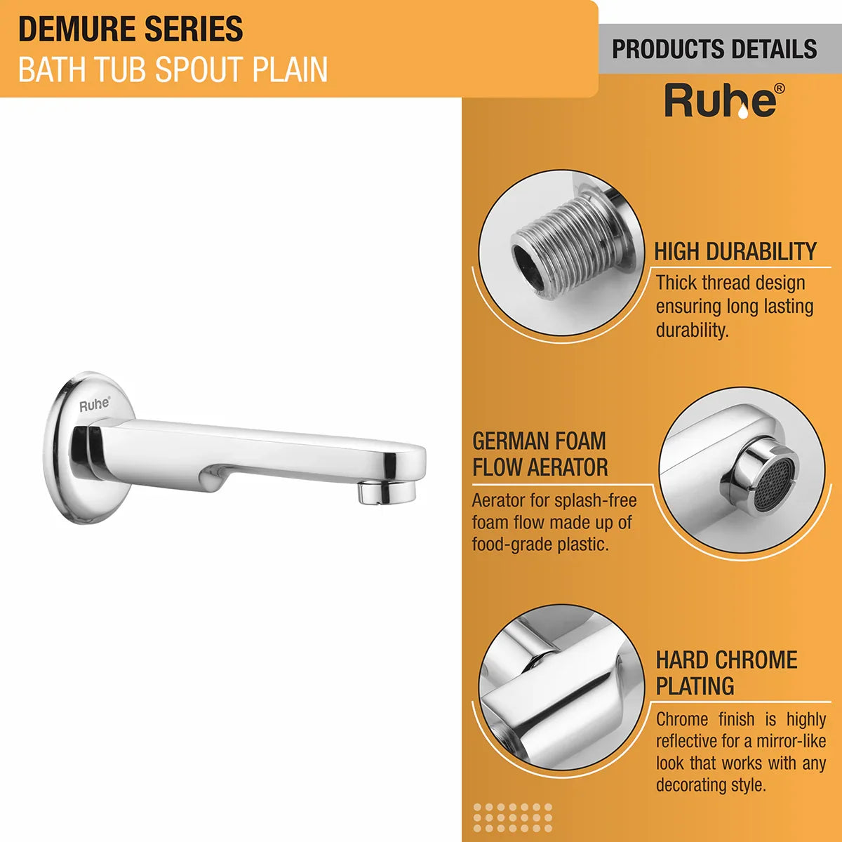 Demure Plain Bathtub Tap (Only Spout)